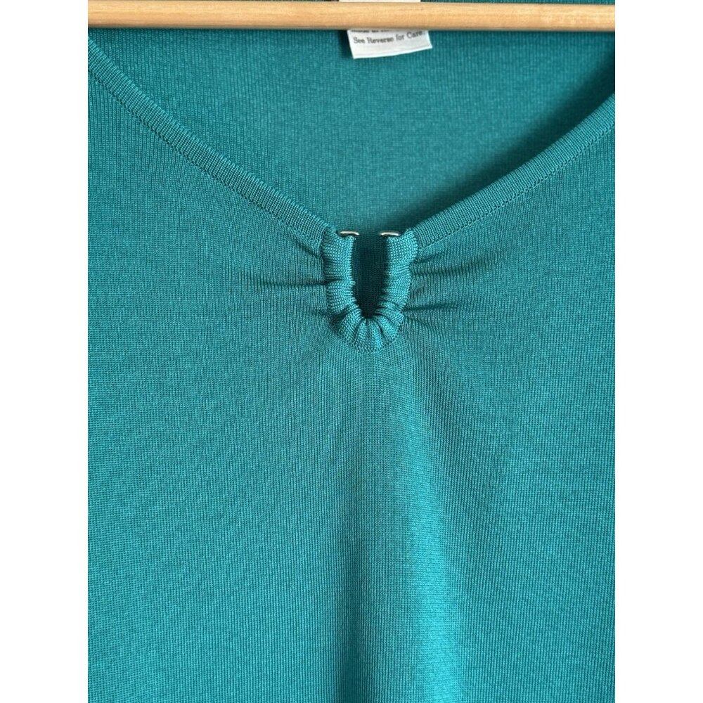 Exclusively Misook Women’s 2X Aqua Top 3/4 Sleeves Quiet Luxury Minimalist - Picture 5 of 9